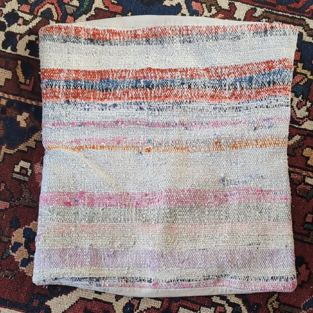 Colorful Striped Vintage Woven Fabric Pillow Cover
